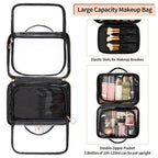 Buy now OCHEAL Makeup Bag, Double Layer Cosmetic Bag, Large Capacity New Look Clear Cosmetic Case for Women Travel Beauty Essentials, Multiple Compartments Makeup Case Organizer Zipper Pouch -Black at indiglob india