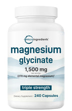Triple Strength Magnesium Glycinate 1,500mg Per Serving, 240 Capsules | 500mg Per Capsule | Easily Absorbed Chelated Magnesium + Elemental Form | Healthy Muscle, Bones, & Mood Support | Non-GMO