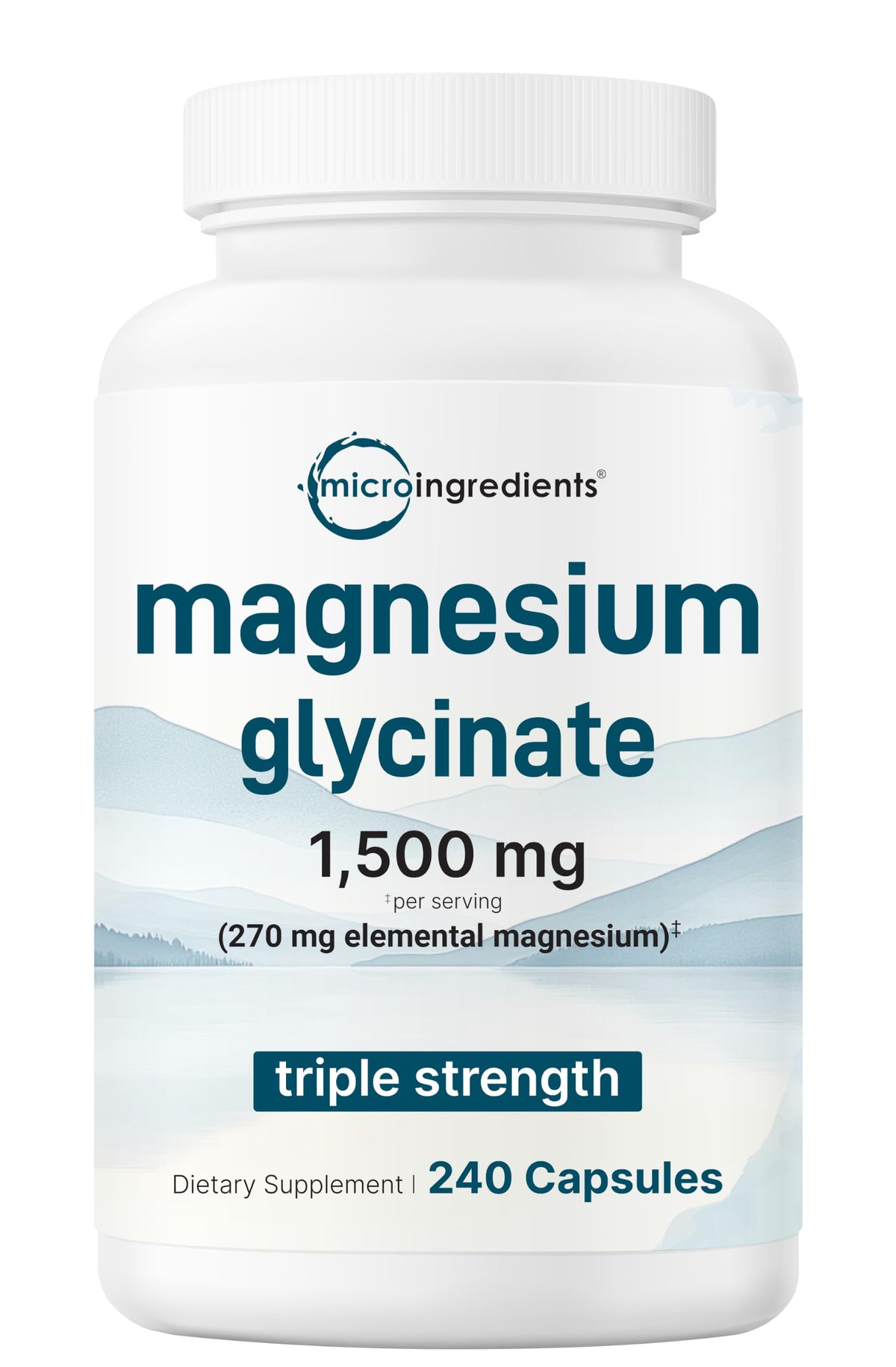 Triple Strength Magnesium Glycinate 1,500mg Per Serving, 240 Capsules | 500mg Per Capsule | Easily Absorbed Chelated Magnesium + Elemental Form | Healthy Muscle, Bones, & Mood Support | Non-GMO