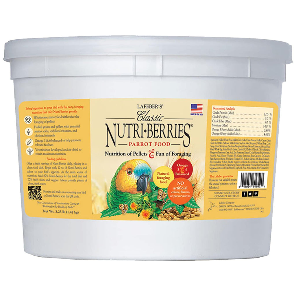 LAFEBER'S Classic Nutri-Berries Pet Bird Food, for Parrots, 3.25 lb