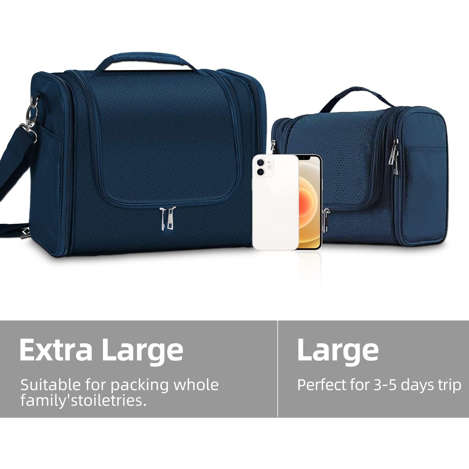 Buy now Buruis Extra Large Capacity Toiletry Bag for Women and Men, Hanging Toiletry Organizer Cosmetics Makeup Bag, Water-resistant Dopp Kit for Full Sized Toiletries, Travel Essentials (Blue) at indiglob india