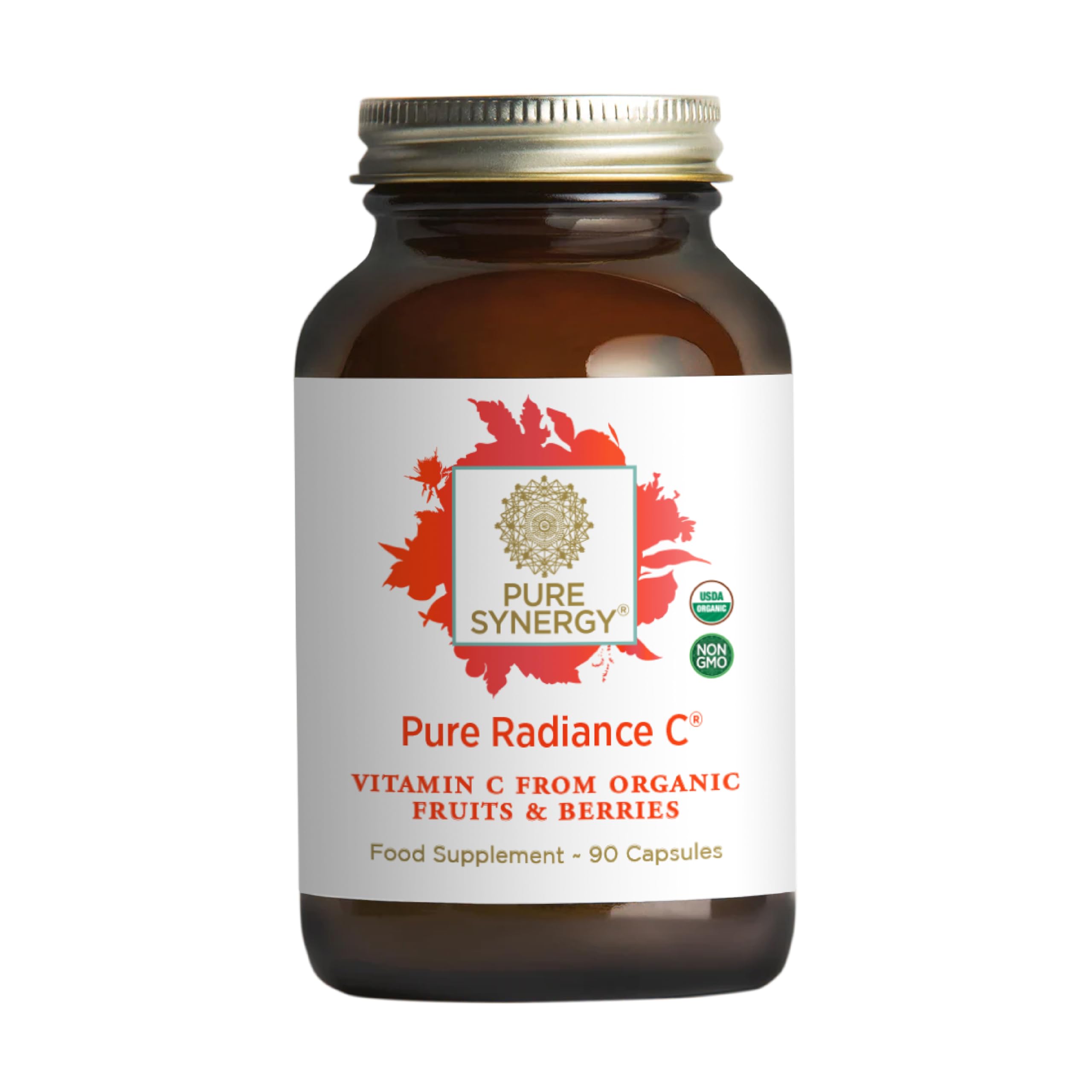 Pure Synergy Pure Radiance C Organic Vitamin C Capsules (90 Capsules) | 100% Natural, Whole Food, Non-GMO Supplement with Organic Camu Camu, For Immune & Collagen Support