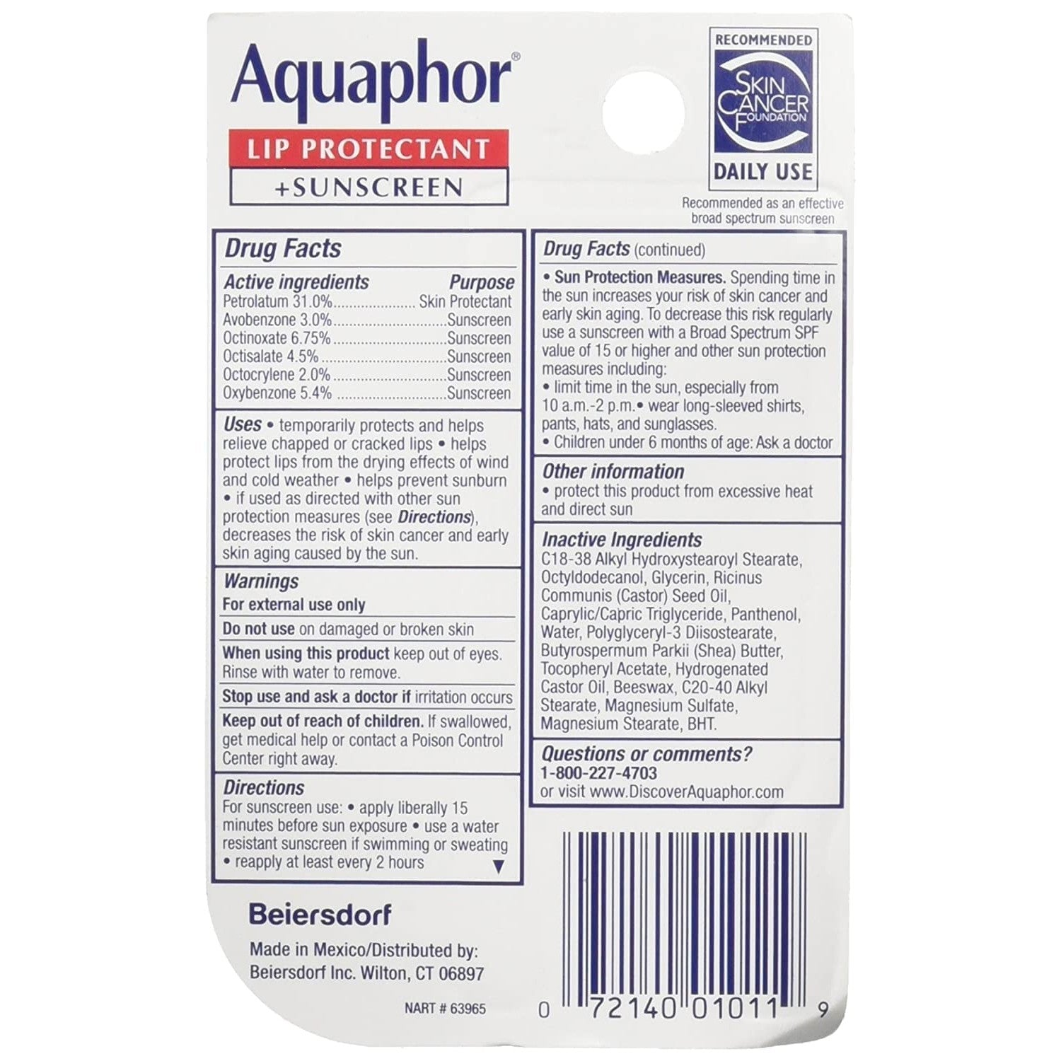 Buy now Aquaphor Lip Repair SPF 3 Size .35z Aquaphor Lip Repair SPF 30 .35z at indiglob india