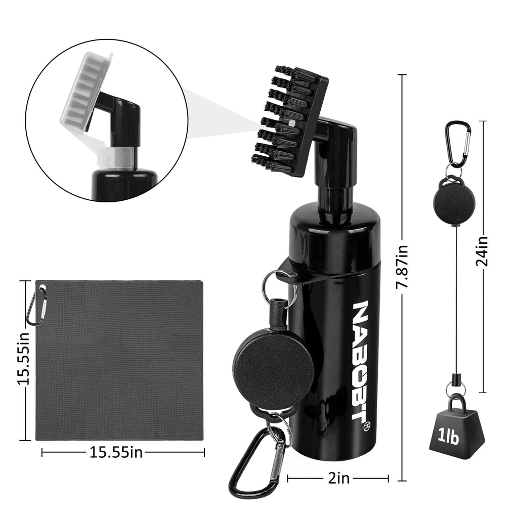 2PCS Golf Towel (16x16 Inch) & Club Cleaner Brush Set