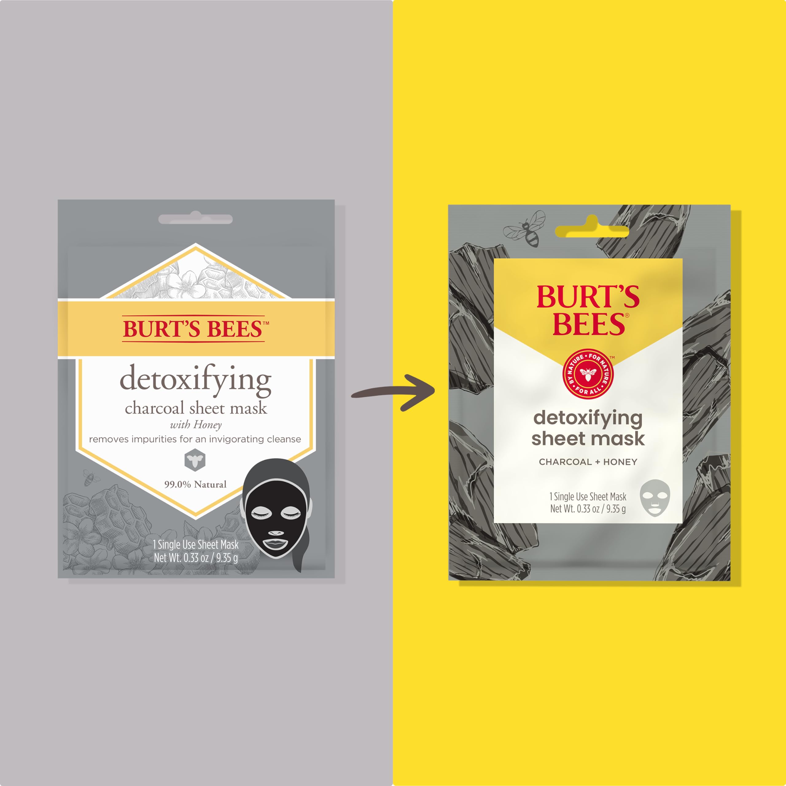 Buy now Burt's Bees Detoxifying Charcoal Facial Sheet Mask, Single Use Face Mask, 1 Count, Pack of 4 (Package May Vary) at indiglob india