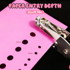 Single Hole Punch, 2 Pcs 1/4" and 1/8" Hole Puncher with Pink Soft Grip