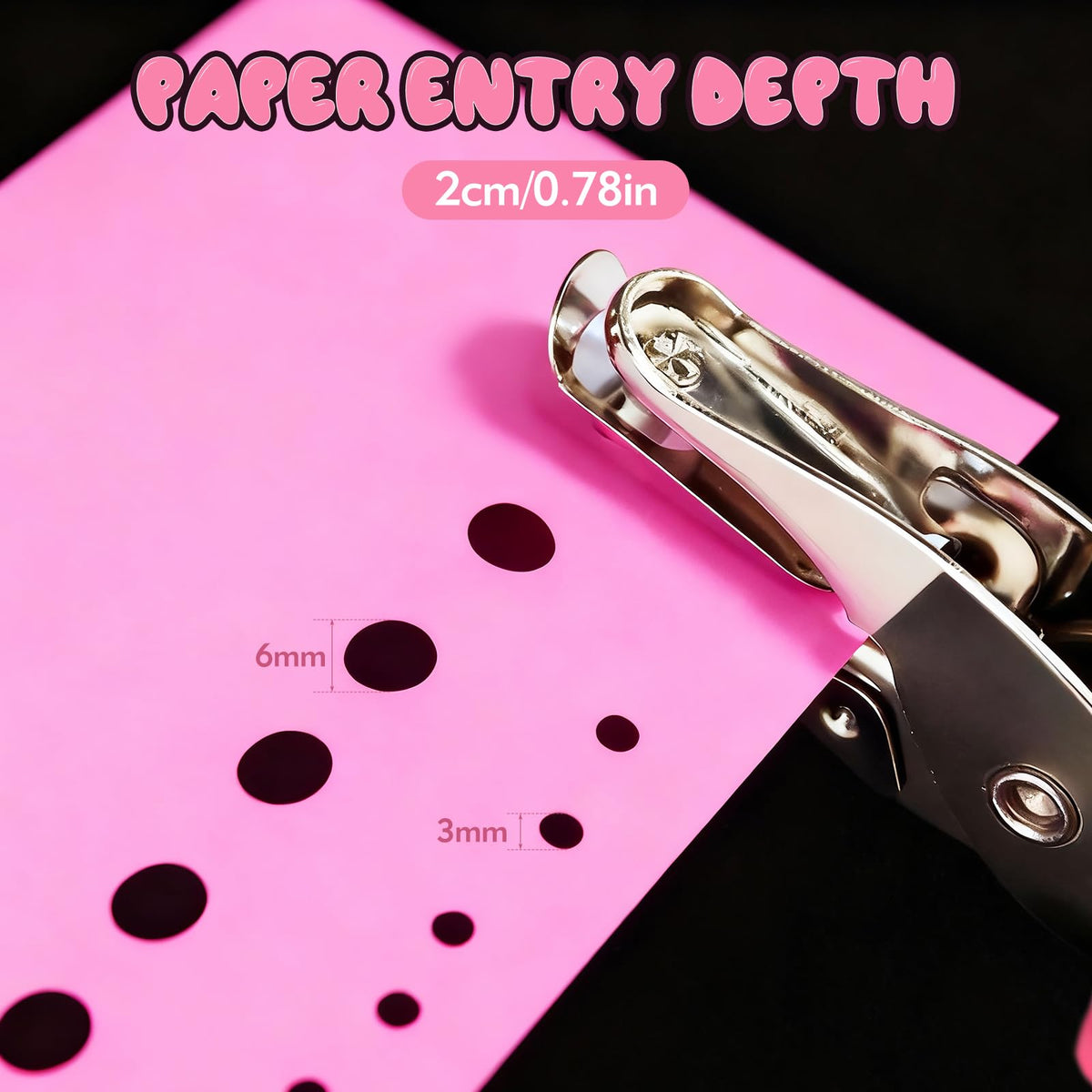 Single Hole Punch, 2 Pcs 1/4" and 1/8" Hole Puncher with Pink Soft Grip