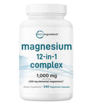 Micro Ingredients 12‑in‑1 Magnesium Complex 1000 mg, 240 Capsules – Magnesium Glycinate, Citrate, Taurate, Malate & More – High Absorption Formula for Men & Women – Chelated & Purified