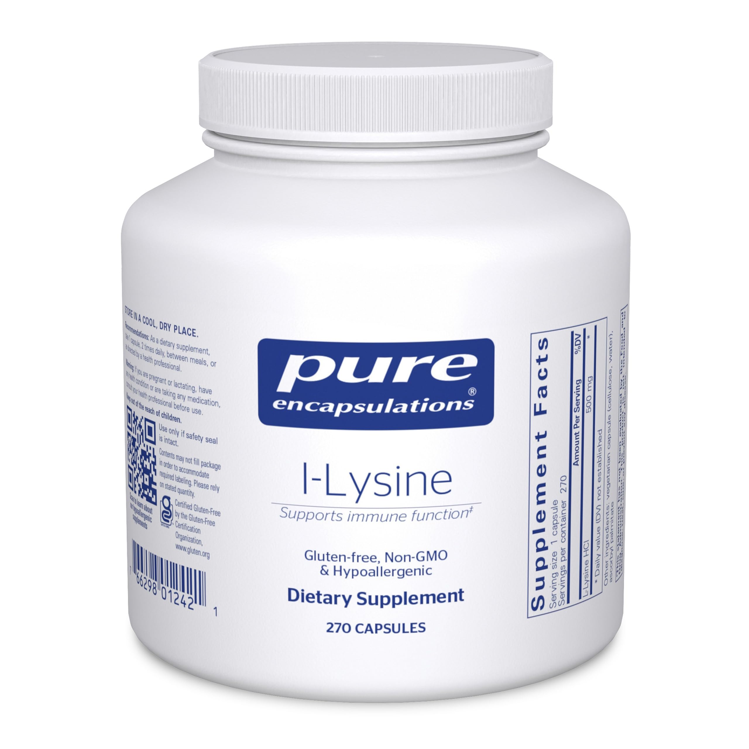 Pure Encapsulations L-Lysine, 90 Capsules | Essential Amino Acid Supplement for Immune Support, Gum Health, and Lip Health*