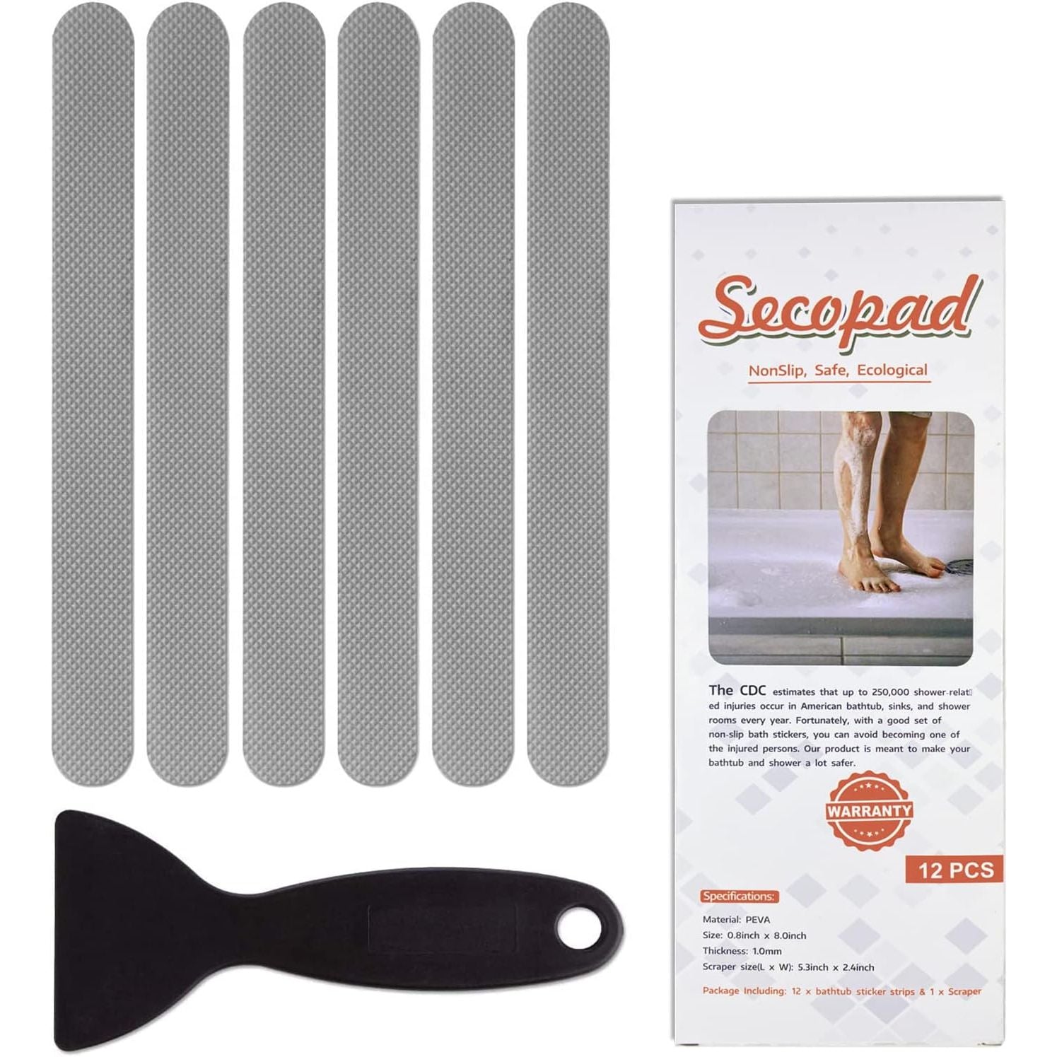 Buy now Anti Slip Shower Stickers 24 PCS Safety Bathtub Strips Adhesive Decals with Premium Scraper for Bath Tub Shower Stairs Ladders Boats Grey 24 at indiglob india