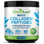ForestLeaf Collagen Peptides Powder Unflavored - Hydrolyzed Grass Fed Keto Collagen Protein Powder Type 1, 2 & 3 - Vital Hair, Skin, Nails, Joints, Recovery, 11g Per Serving