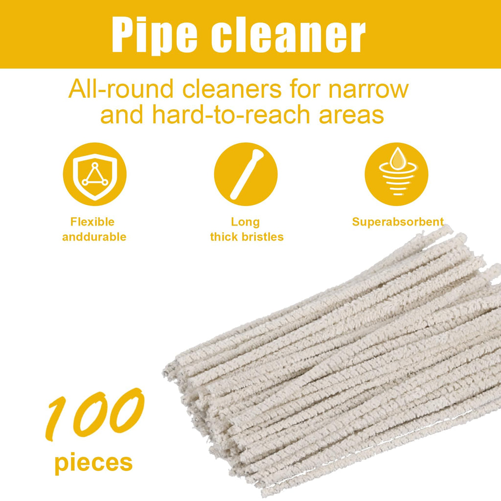 100 Pieces of 6-Inch Conical Pipe Cleaner, Made of Pure Cotton, Used for Removing Tar, Resin, and Dust