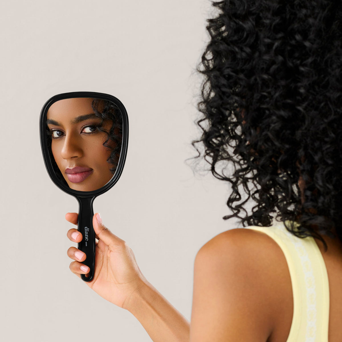 Diane Handheld Mirror with Handle, 1X Magnification, Black, 5" x 11"