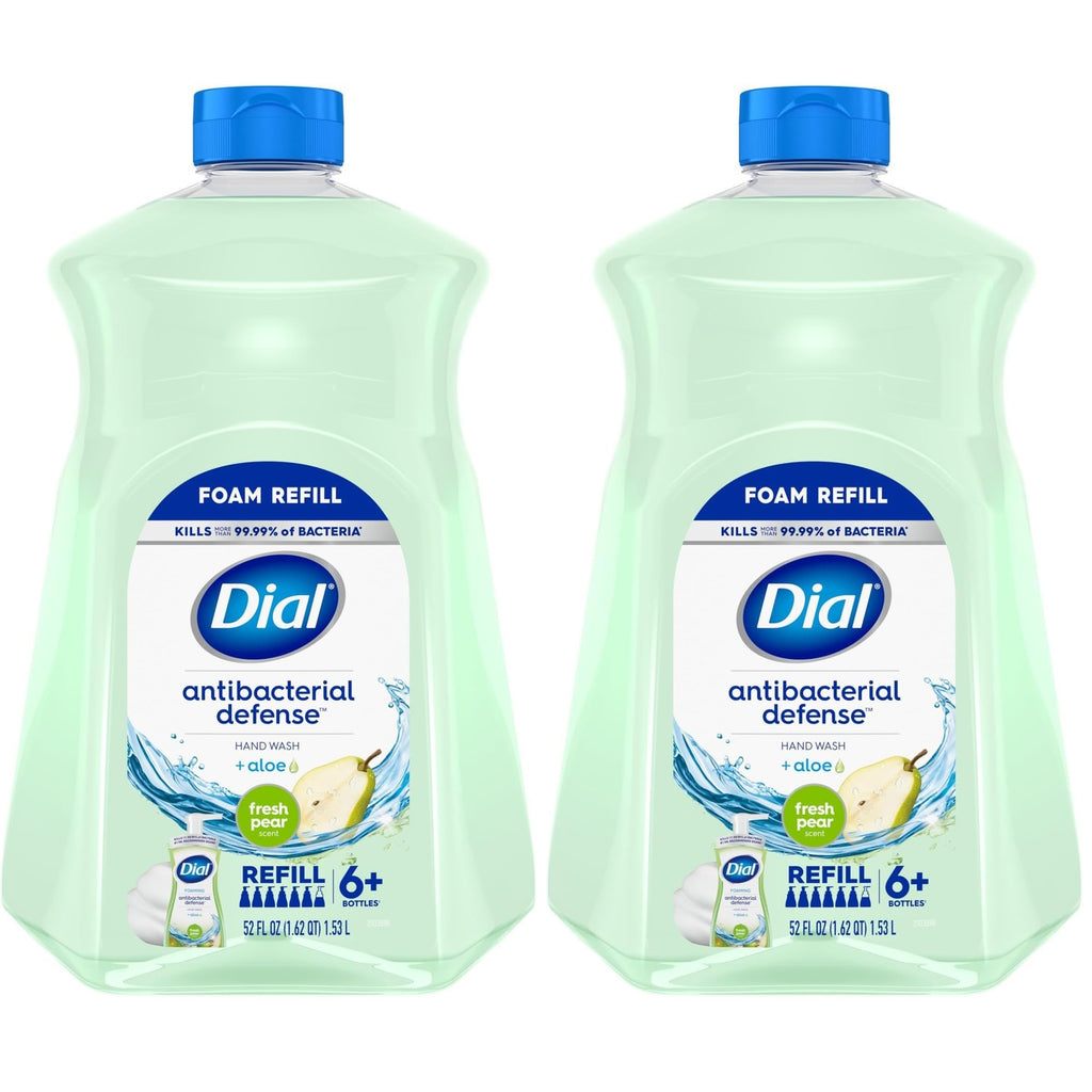 Dial Antibacterial Defense Foaming Hand Soap Refill, Spring Water, 52 Fl Oz | With aloe vera, dermatologist-tested, gentle on skin, free from parabens and SLS and SLES, moisturizing formula