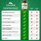 Zazzee Extra Strength Mullein Leaf 10:1 Extract, 120 Vegan Capsules | 4 Month Supply, Respiratory & Lung Support, Certified Kosher, 100% Pure Leaf Powder, Verbascum Thapsus, Non-GMO, Made in USA