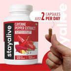 Cayenne Pepper Capsules, 6-in-1 Capsicum Blend w/Ginger, Garlic, Turmeric, Beet Root, and Black Pepper Extract, 120 Cayenne Capsules, Non-GMO & Gluten-Free Capsimax Capsaicin Supplement