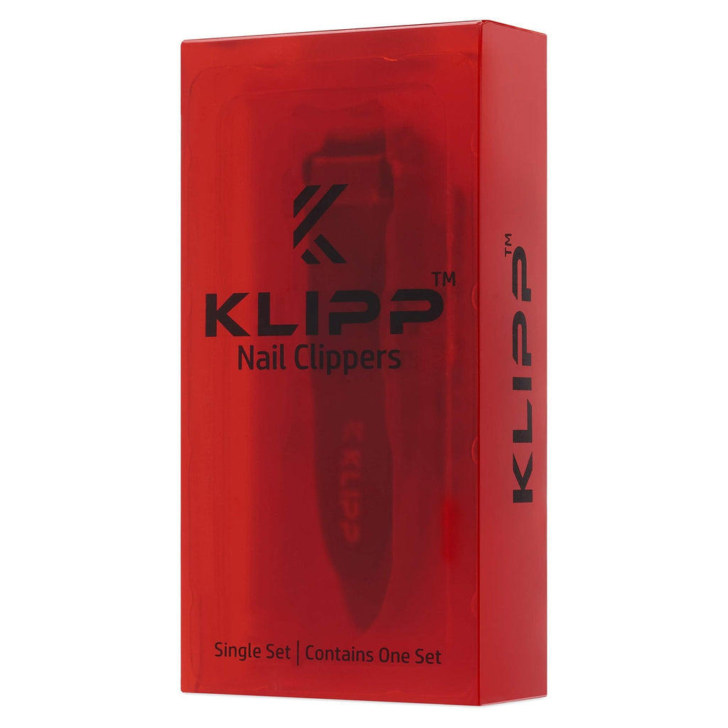 Nail Clippers for Men with Catcher - KLIPP Heavy Duty Razor-Sharp Self-Collecting Nail Cutter, Ergonomic Lever for Fingernails & Toenails, Ideal Gift for Men & Grooming Gifts Includes Ziplock Pouch