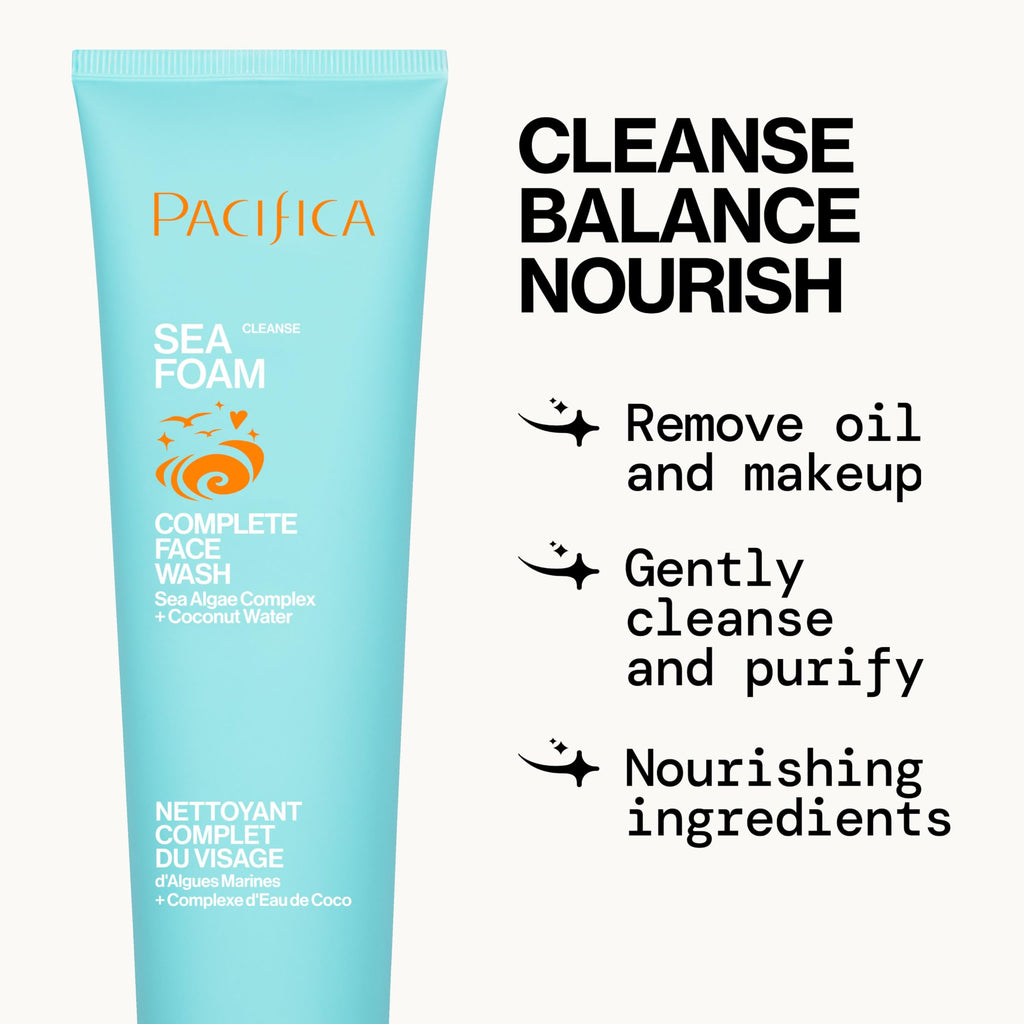 Buy now Pacifica Beauty Sea Foam Face Wash, Daily Gentle Foaming Cleanser, With Coconut Water + Sea Algae, Removes Makeup, For Combination and Oily Skin, Vegan & Cruelty Free at indiglob india