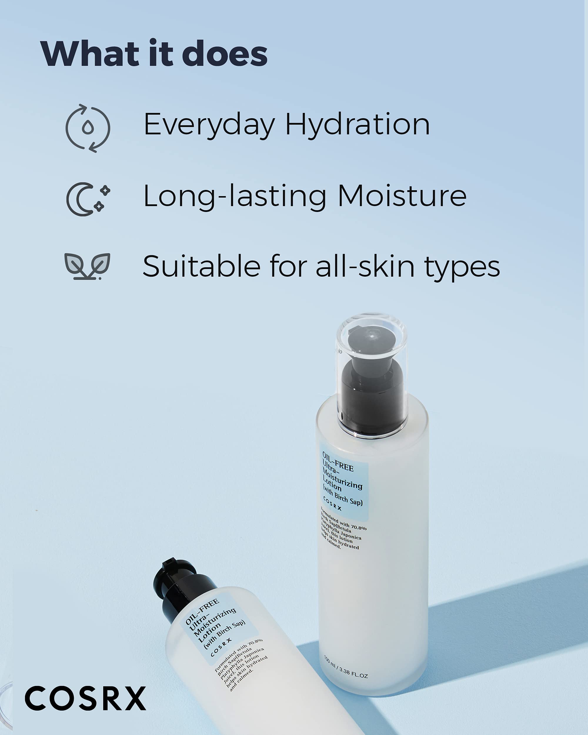 Buy now COSRX Oil Free Lotion with Birch Sap, Daily Acne Facial Moisturizer, Hydrating Moisturizer for All Skin Types, Korean Skin Care, 3.38 fl.oz / 100ml at indiglob india