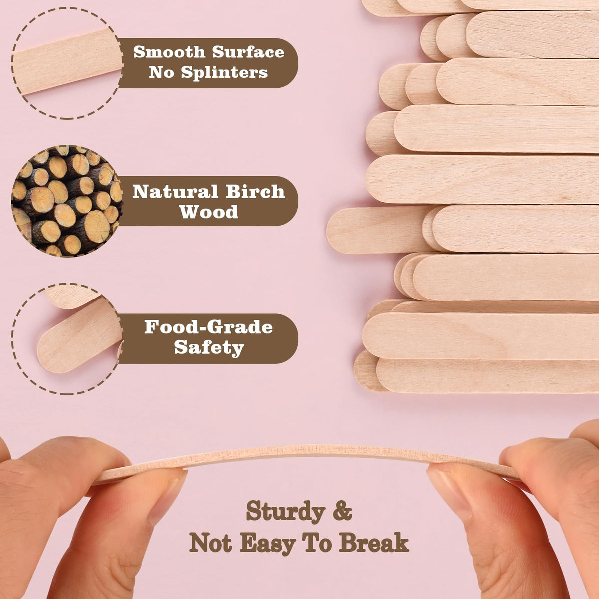 Sakolla 300 Pcs 3.65″ Mini Popsicle Wooden Sticks, Natural Birch Wood