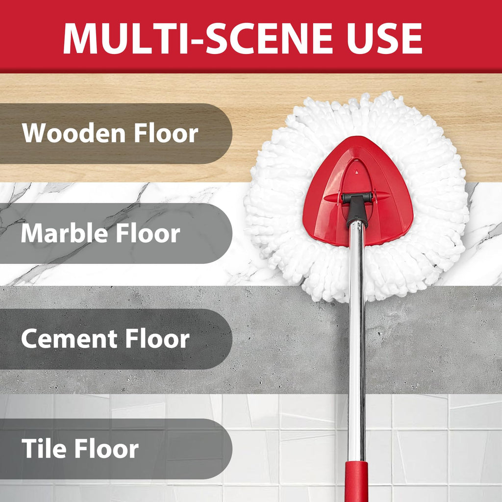 Spin Mop Replacement Set for EasyWring 1-Tank, 2 Heads, Handle, Base, Brush