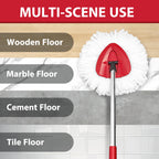 Spin Mop Replacement Set for EasyWring 1-Tank, 2 Heads, Handle, Base, Brush