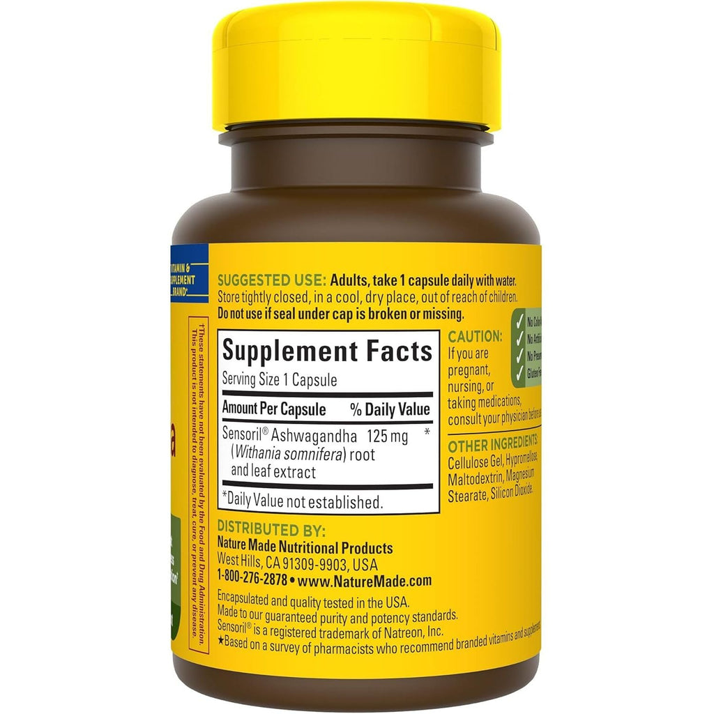 Buy now Nature Made Ashwagandha Capsules 125mg for Stress Support, 60 Capsules, 60 Day Supply at indiglob india
