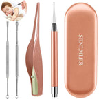 Buy now 4 Pack Ear Pick with Light, Ear Cleaner Ear Wax Removal Tool Kit for Kids and Adults, Ear Picks Digger & Tweezers & Spiral Spring Ear Spoon Set with Storage Box (Rose Gold) Rose Gold at indiglob india