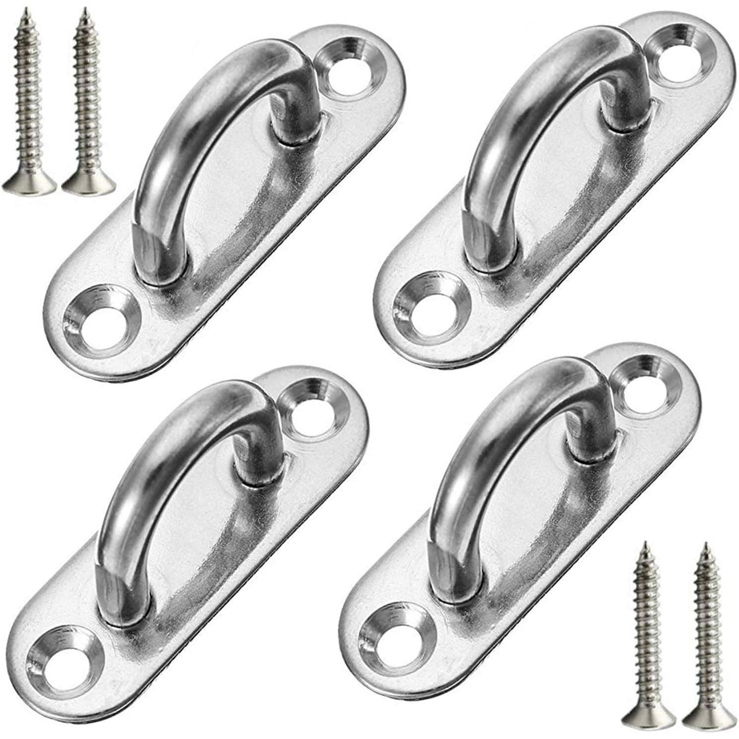 Buy now 4 Pcs 3.1 Inch 304 Stainless Steel Ceiling Hooks Pad Eyes Plate Marine Hardware Hooks with Screws 3.1 x 1 Inch Rectangle Eye Plate (set of 4) at indiglob india
