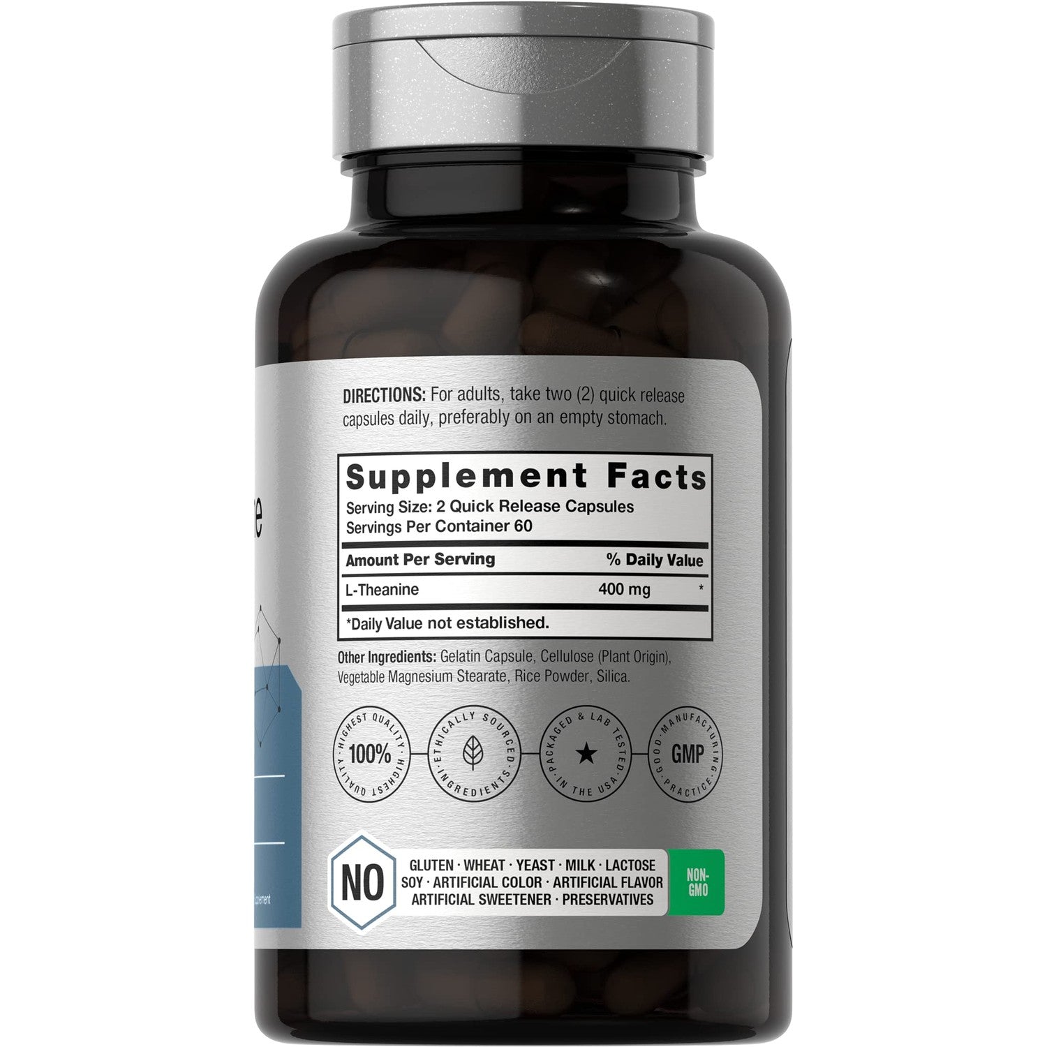 Horbäach L-Theanine Supplement | 400mg | 120 Powder Capsules | Non-GMO & Gluten Free