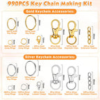 PAXCOO Keychain Making Kit, Keychain Craft Supplies Including Key Chain Hooks, Lobster Clasps, Key Rings and Jump Rings for Key Chain Making and Jewelry Making