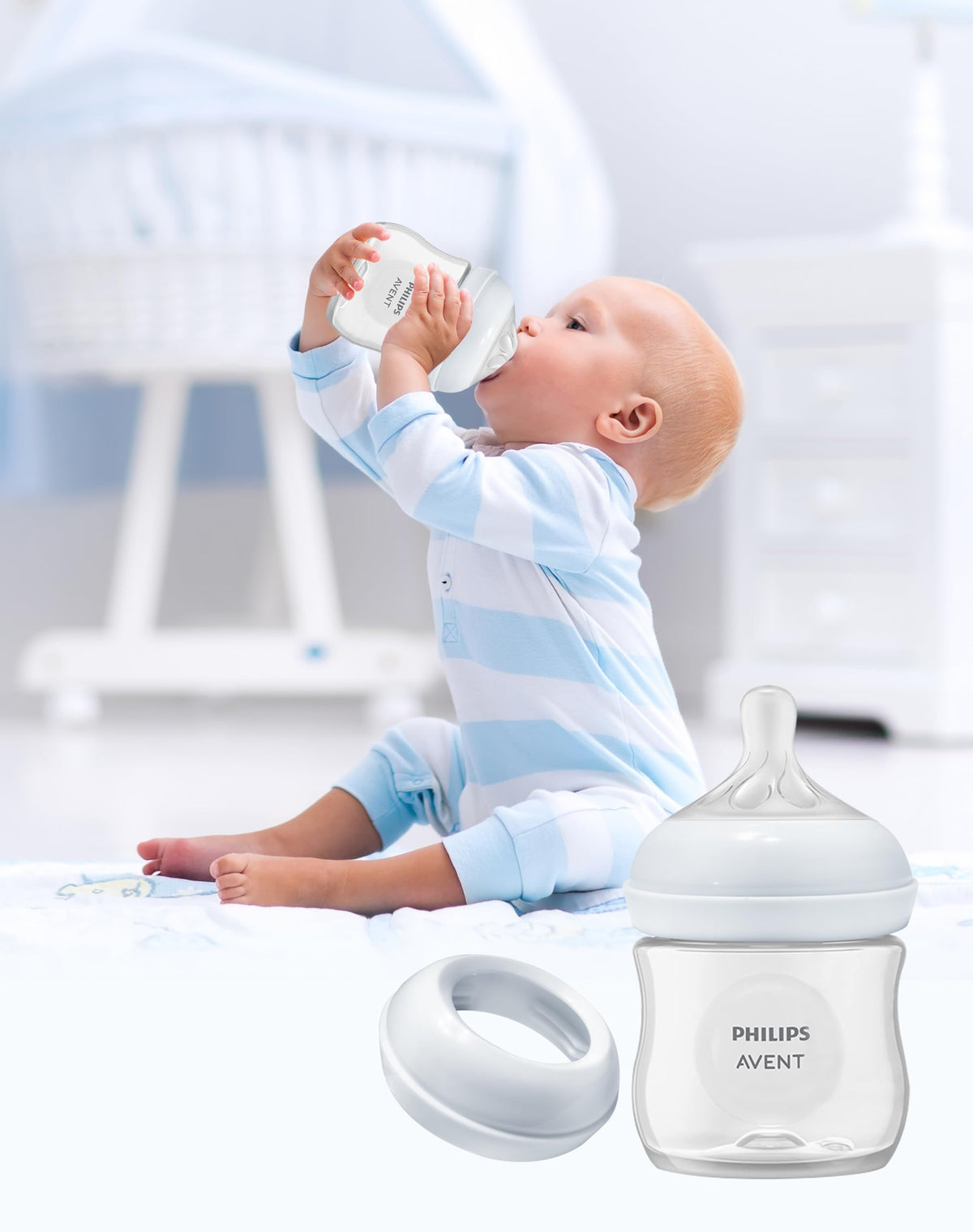 Replacement Baby Bottle Nipple Ring Collars for Philips Avent Natural & Glass Natural Baby Bottles, Not for Avent Anti-Colic Bottles, BPA Free Bottle Screw Rings Collar for Avent, 6 Pack