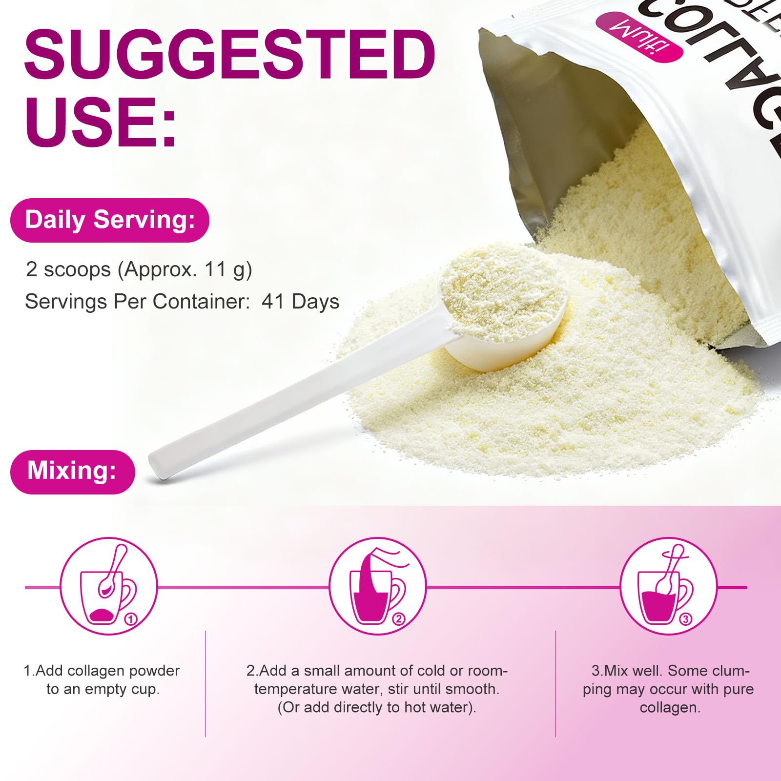Multi Collagen Peptides Powder,Type I, II, III, V, X,with Biotin,Vitamin C,Hyaluronic Acid,Supports Healthy Joint, Hair, Skin & Nail Support,Grass-Fed, Non-GMO,16oz