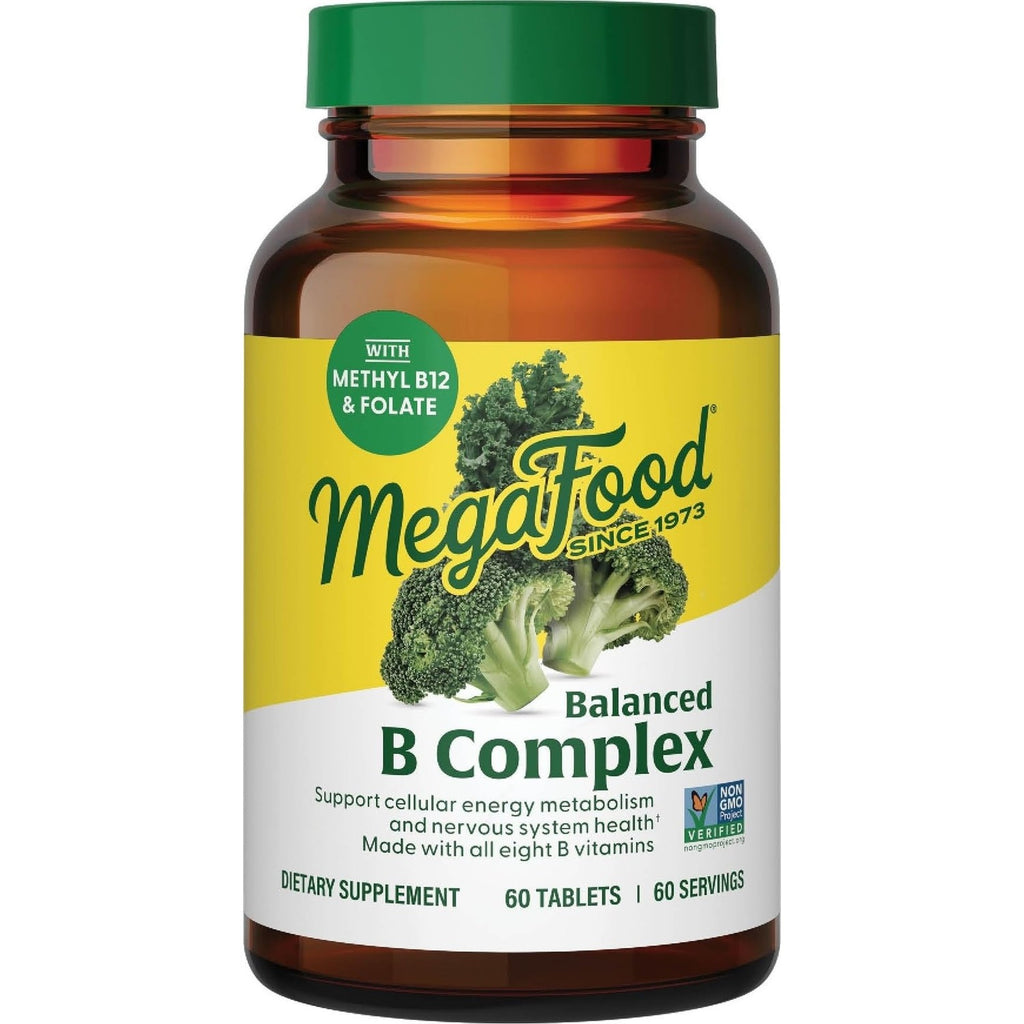 MegaFood Balanced B Complex, Cellular Energy Metabolism Support, 30 Tablets | Vitamin B Complex for Women & Men, Vitamin B6, B12, Methylfolate, Biotin, Supports Nervous System Health, Vegan, 30 Servings