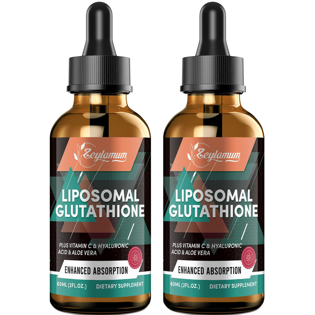 2000MG Liposomal Glutathione Liquid Drops, Ultra High Absorption, Natural Detoxification, Immune System & Skin Support*, L-Glutathione, Vitamin C & Hyaluronic Acid, Capsules Alternative, 2.02 OZ
