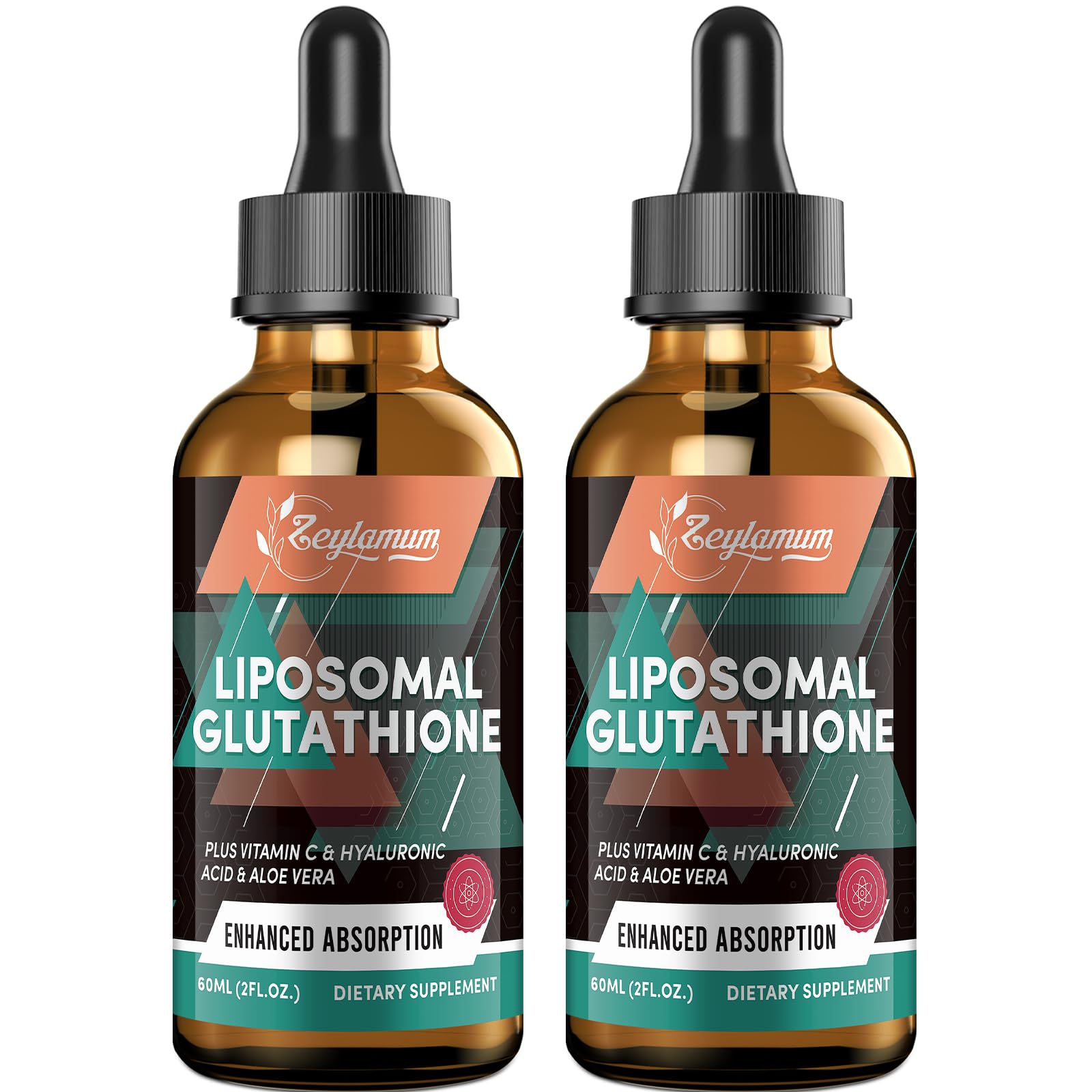 2000MG Liposomal Glutathione Liquid Drops, Ultra High Absorption, Natural Detoxification, Immune System & Skin Support*, L-Glutathione, Vitamin C & Hyaluronic Acid, Capsules Alternative, 2.02 OZ