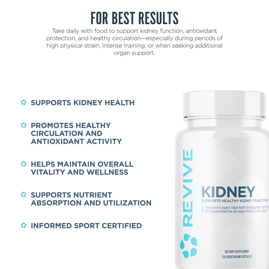 Revive MD Kidney Support Supplement for Men & Women – Kidney Cleanse & Detox Capsules for Overall Health & Function – Vegan-Friendly, Gluten-Free & Soy-Free (135 Vegetarian Capsules, 45 Servings)