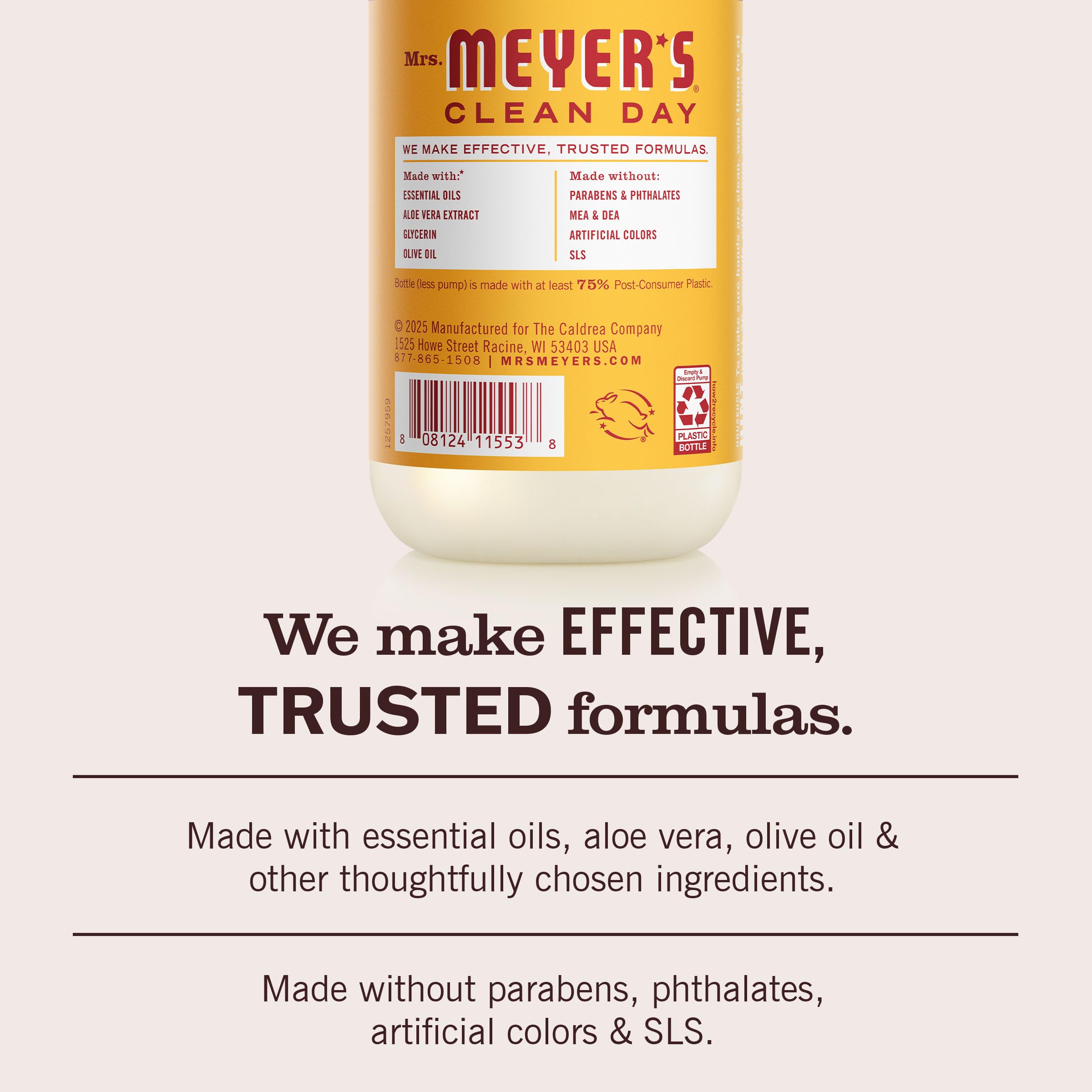 MRS. MEYER'S CLEAN DAY Hand Soap, Clementine Scent, 12.5 Fl Oz Bottle