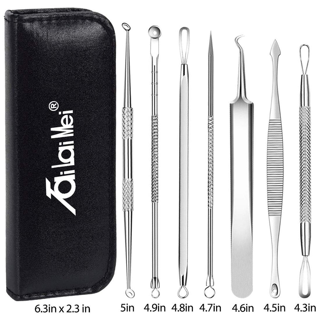 Buy now 7-Piece Blackhead Remover Kit - Pimple Comedone Extractor Tool set for Facial Acne and Treatment for Blemish, Whitehead Popping, Zit Removing for Risk Free Nose Face Skin with Metal Case at indiglob india