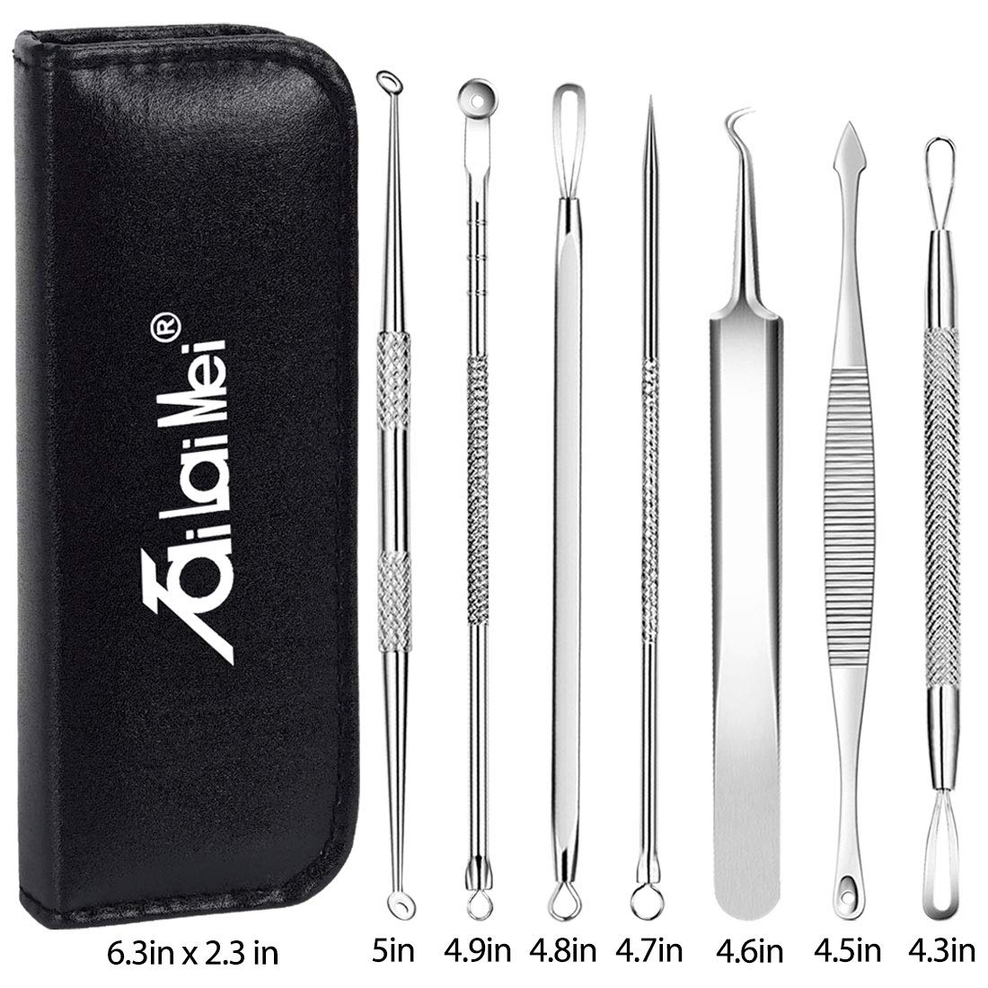 Buy now 7-Piece Blackhead Remover Kit - Pimple Comedone Extractor Tool set for Facial Acne and Treatment for Blemish, Whitehead Popping, Zit Removing for Risk Free Nose Face Skin with Metal Case at indiglob india