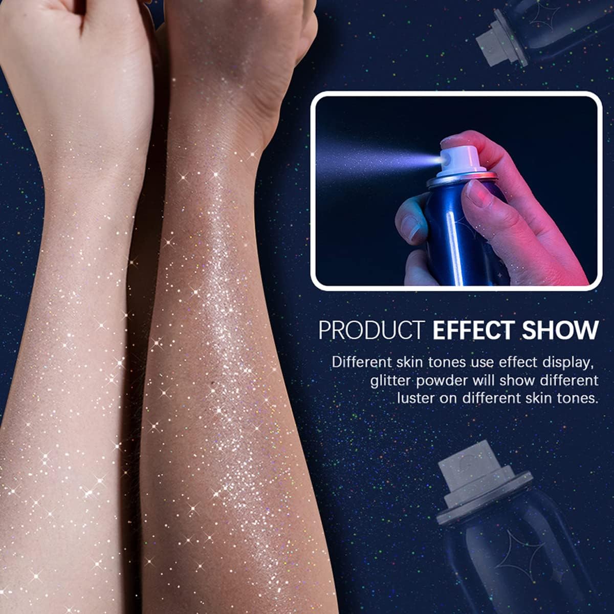 Buy now MEICOLY Silver Body Glitter Spray 2.1oz â€“ Waterproof Quick-Dry Shimmer Hairspray for Hair, Body & Clothes | Festival, Party, Prom Sparkle at indiglob india