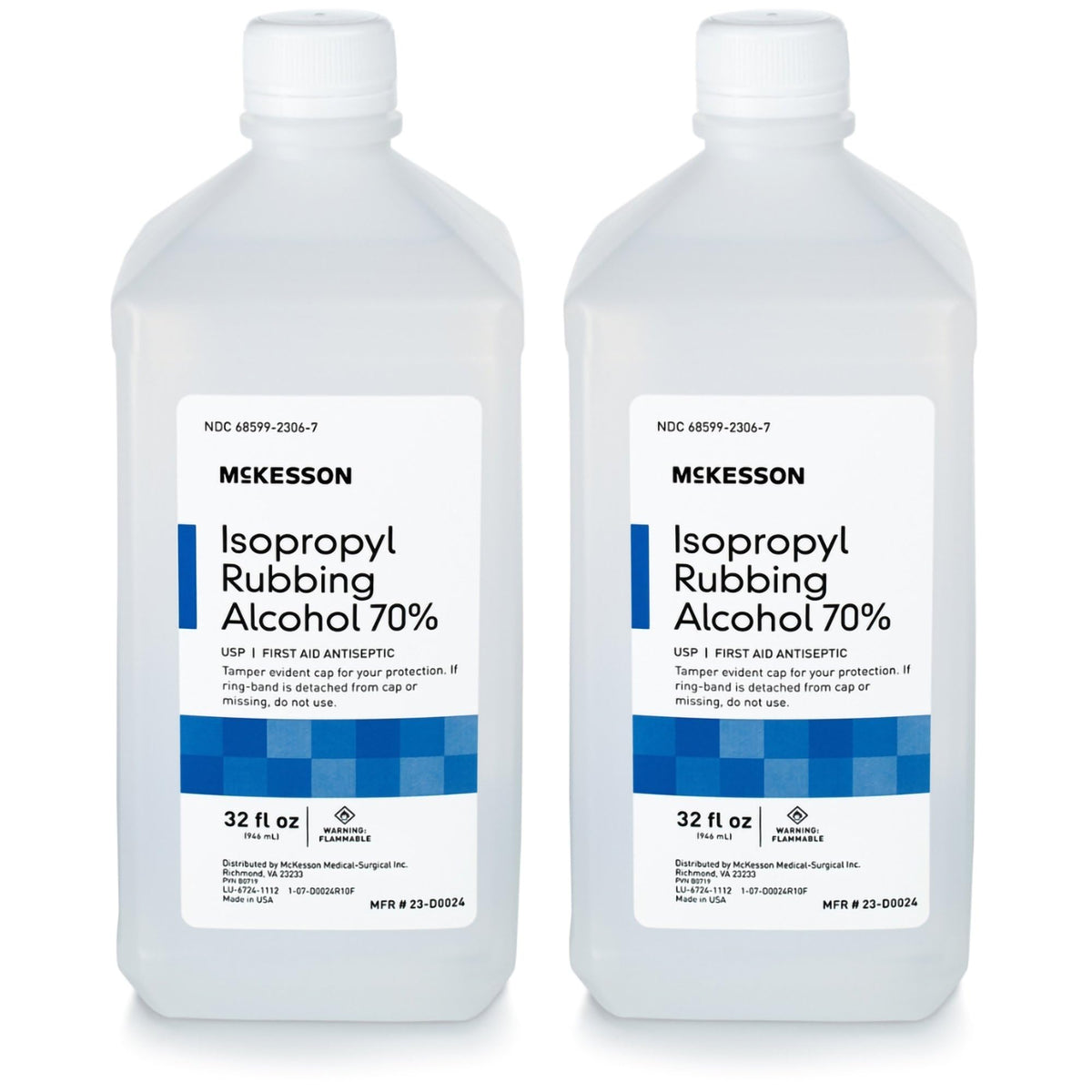 McKesson Isopropyl Rubbing Alcohol 70% USP First Aid, 32 oz, 2 ct