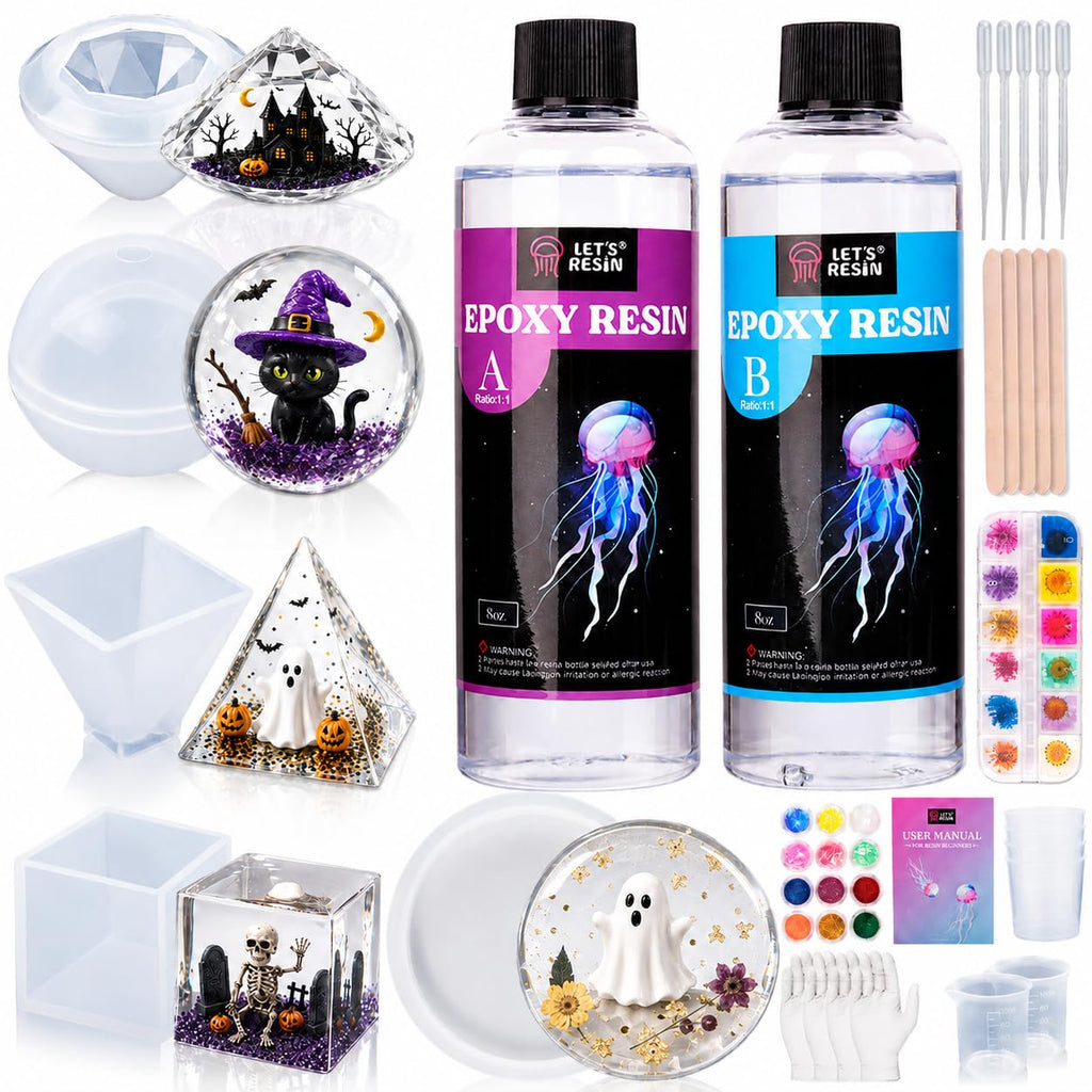 LET'S RESIN 16oz Epoxy Resin Kits and Molds Complete Set for Beginners