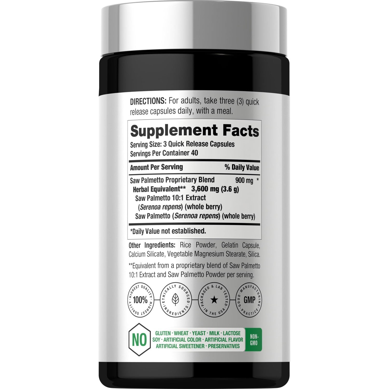 Horbäach Saw Palmetto Extract | 120 Capsules | from Saw Palmetto Berries | Non-GMO and Gluten Free Formula