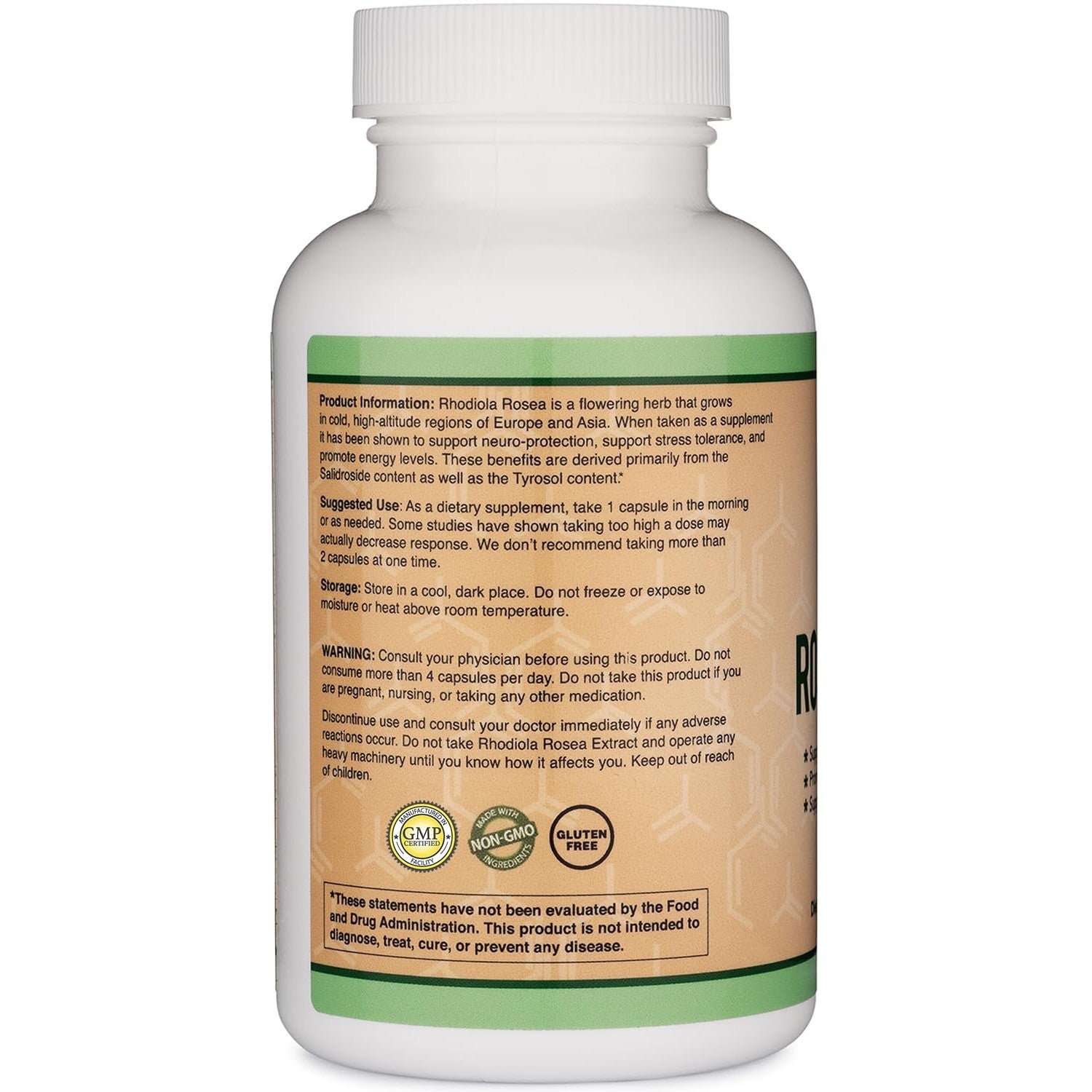 Rhodiola Rosea 500mg, Standardized, Stress, Focus + Energy, 120 Capsules | Stress, Focus + Energy Supplement, Verified Rosavin/Salidroside Ratio, Calm Energy (No Jitters), Vegan, 4-Month Supply