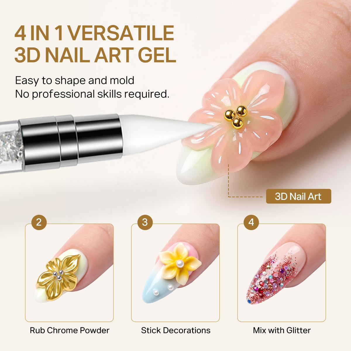 MIZHSE 3D Sculpting Gel set for nail art, easy to use, available online. Create stunning nail designs effortlessly.