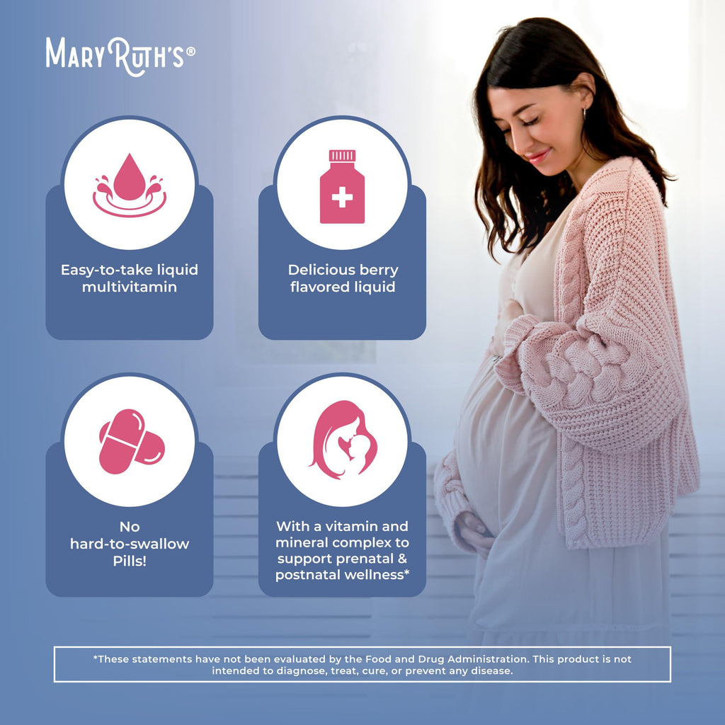 MARYRUTH'S Postnatal & Prenatal Liquid Multivitamin for Women, 16 oz, Vegan | Selenium, Folate, Healthy Fetal Development, Vegan, Non-GMO