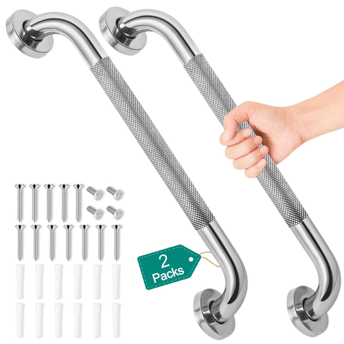 2 Pack 16 Inch Safety Grab Bars for Bathroom, Shower Grab Bars for Seniors