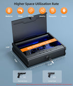 PINEWORLD Biometric Fingerprint Handgun Safe with Raised Backlit Keypad&Key
