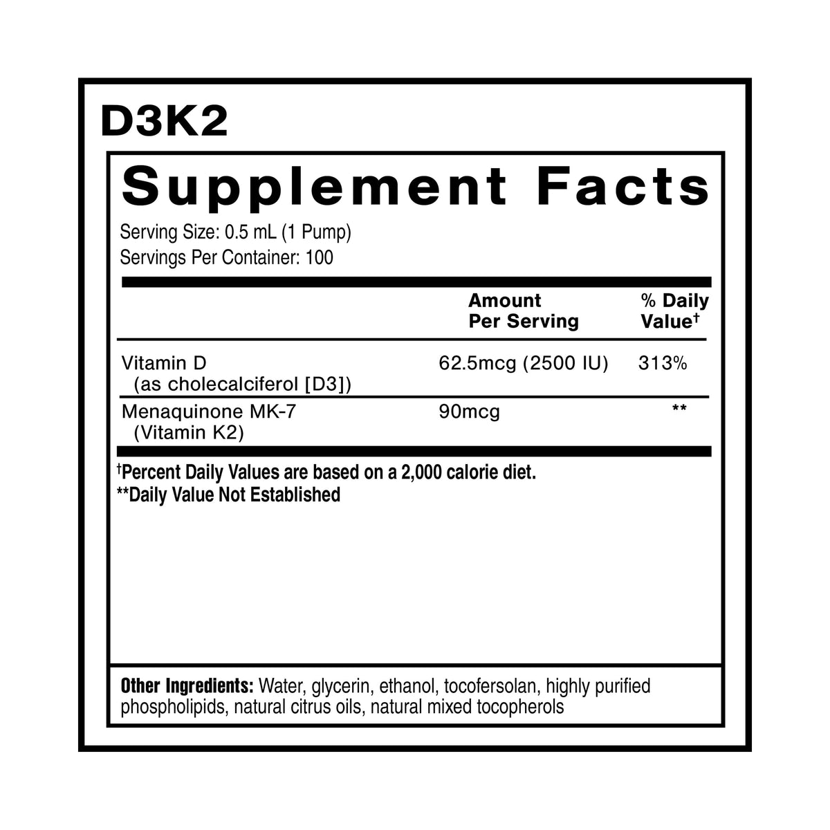 Quicksilver Scientific Nanoemulsified D3K2, 1.7oz / 50ml
